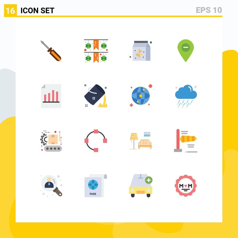 16 Flat Color concept for Websites Mobile and Apps file pin food marker location Editable Pack of Creative Vector Design Elements