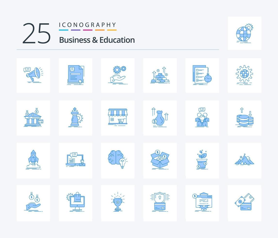 Business And Education 25 Blue Color icon pack including cash. gold. agreement. services. idea vector