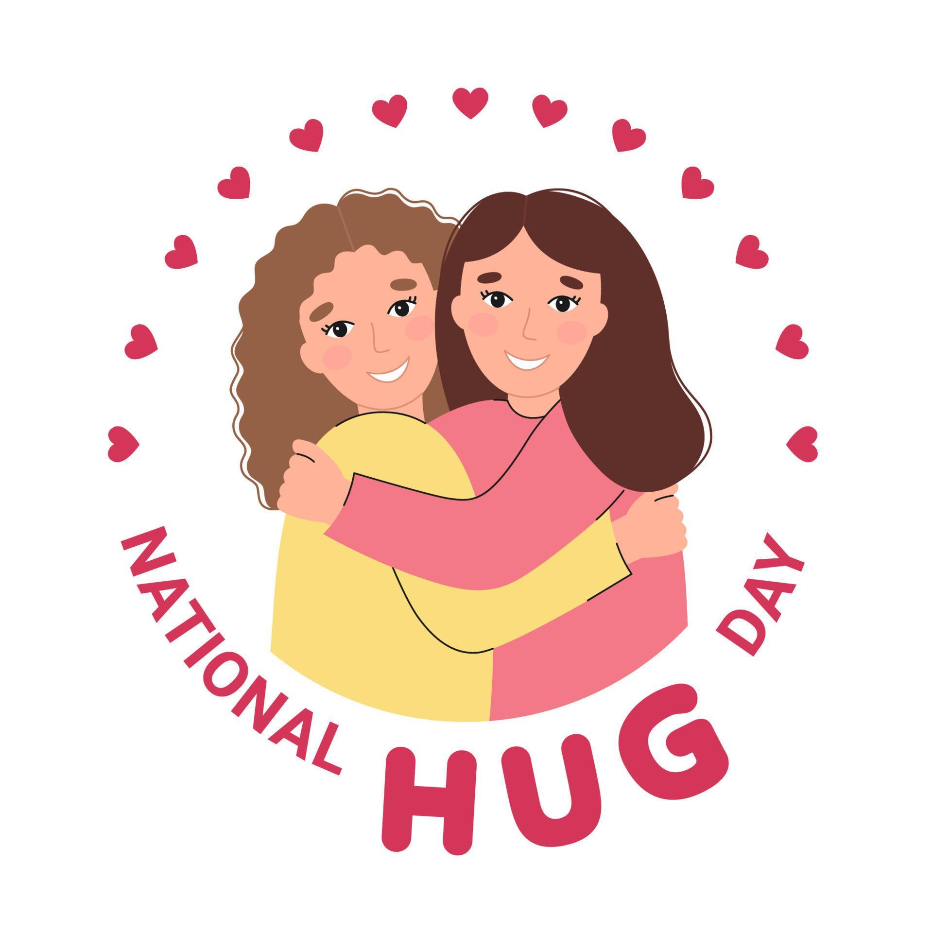 National Hug Day vector illustration. Greeting card, poster or banner