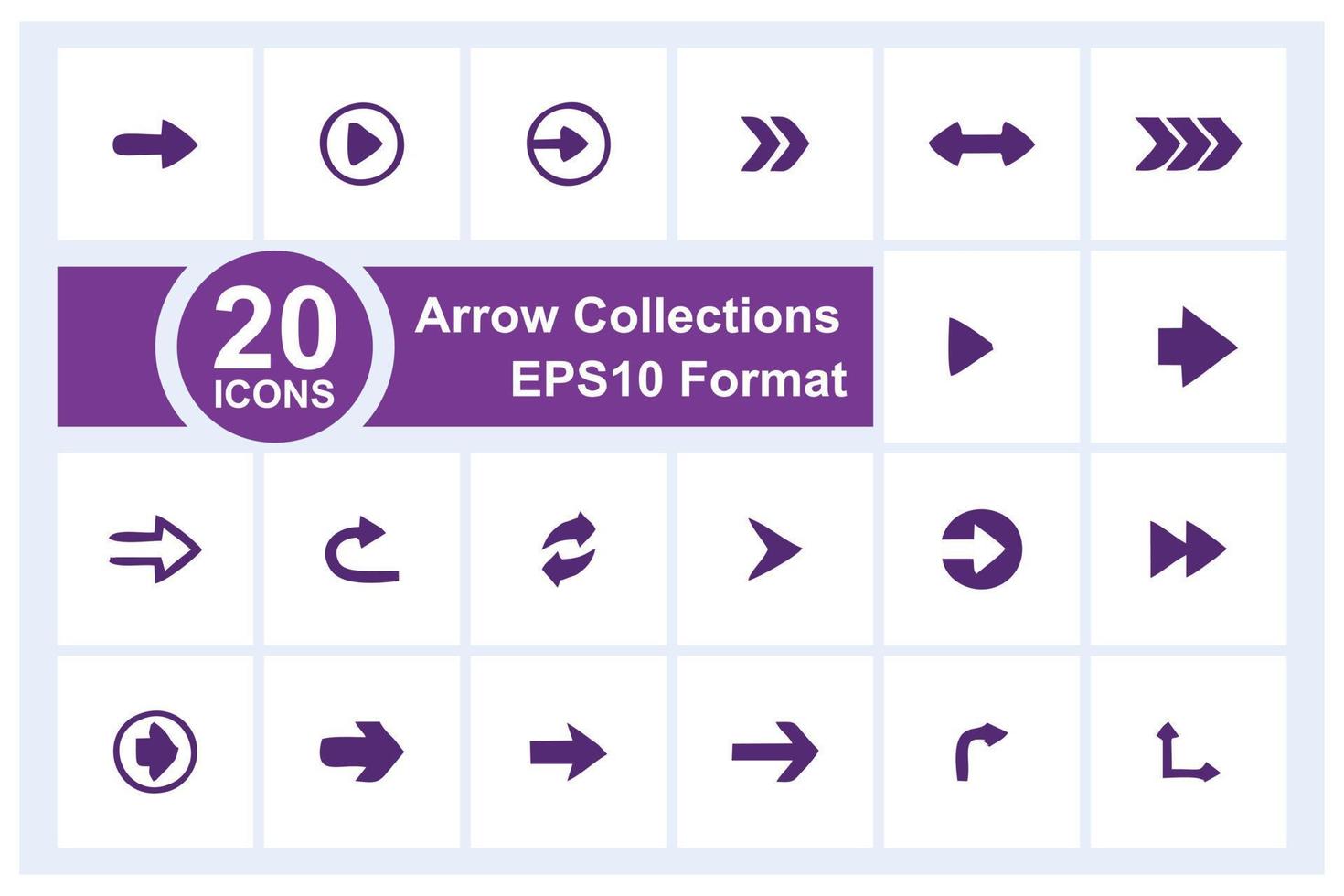 20 arrow symbol icon. Collection of arrow symbols for user interface design needs, multimedia or mouse pointers, vector