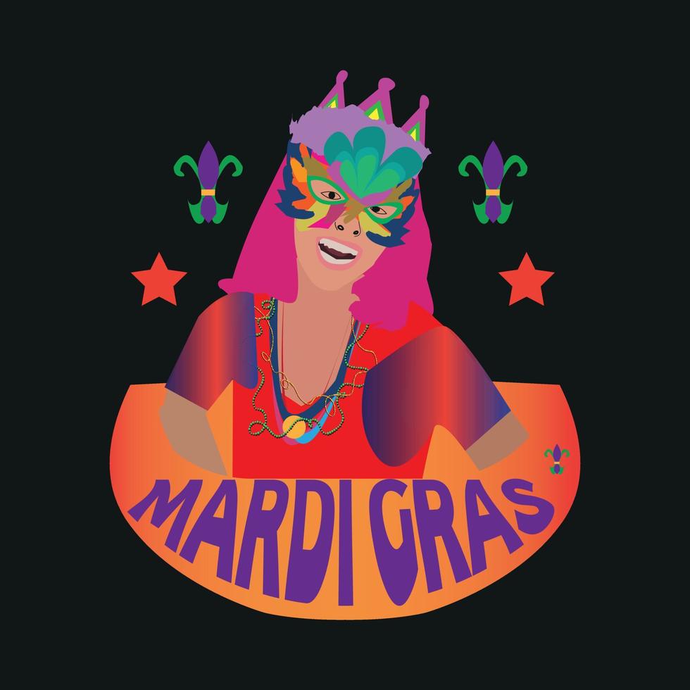 mardi gras, diseño de camisetas, afiches, impresiones, postales y otros usos vector