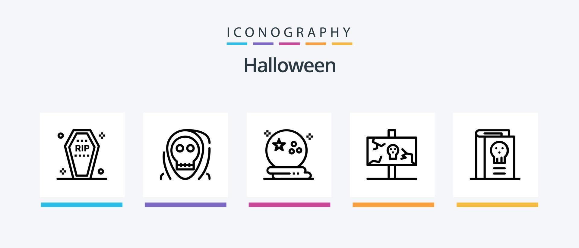 paquete de iconos de halloween line 5 que incluye fantasma. muerto. antiguo. rotura. cementerio. diseño de iconos creativos vector