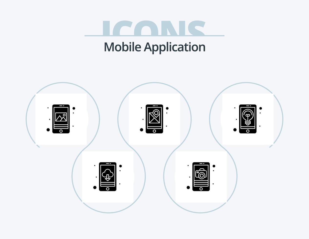 Mobile Application Glyph Icon Pack 5 Icon Design. creative. navigation. app. location. app vector