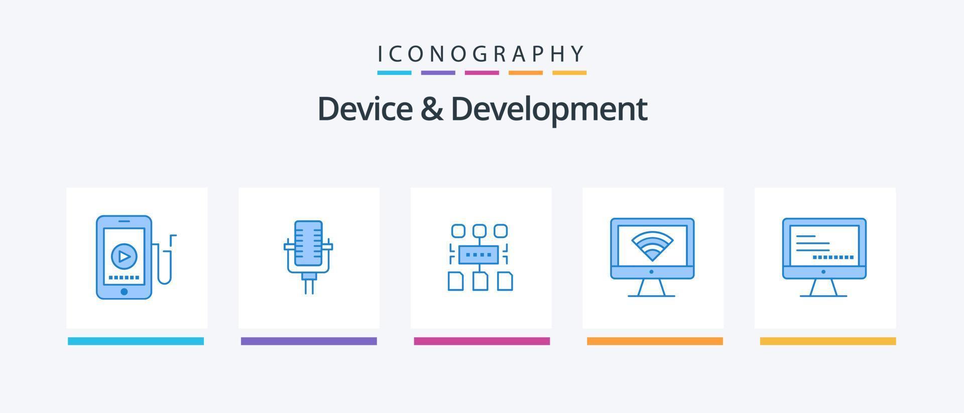 Device And Development Blue 5 Icon Pack Including monitore. signal. algorithm. wifi. computer. Creative Icons Design vector