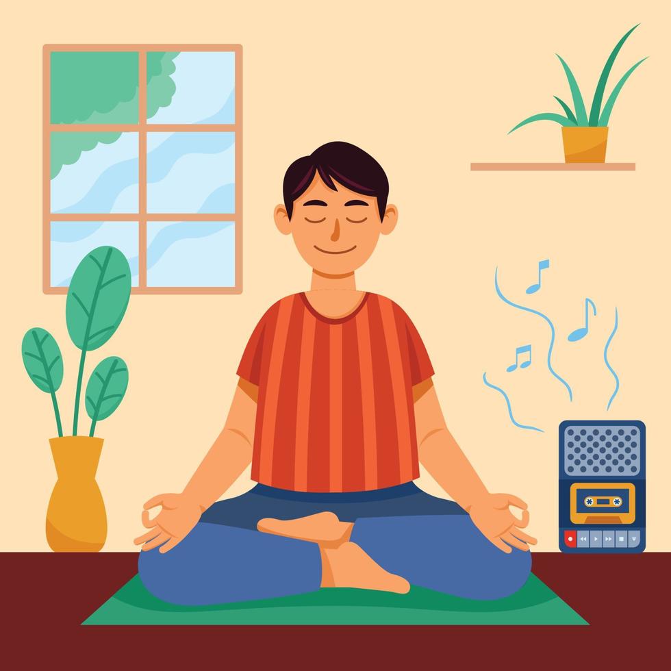 meditar para la salud mental vector