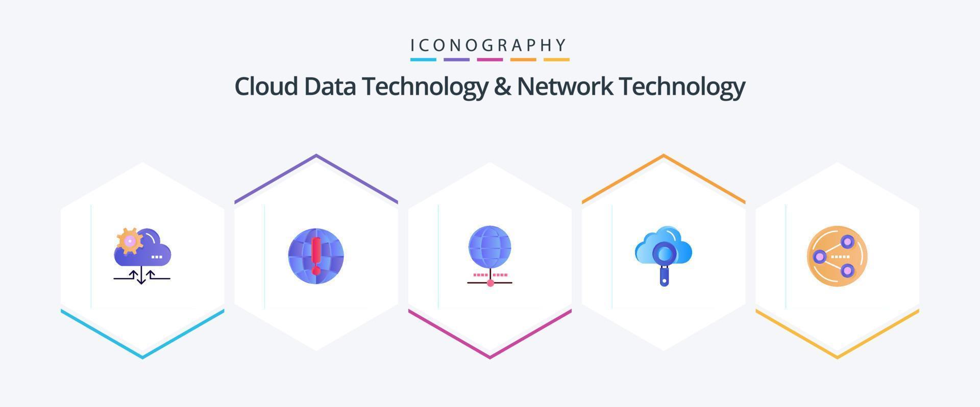 Cloud Data Technology And Network Technology 25 Flat icon pack including . media. cloud . social. share vector