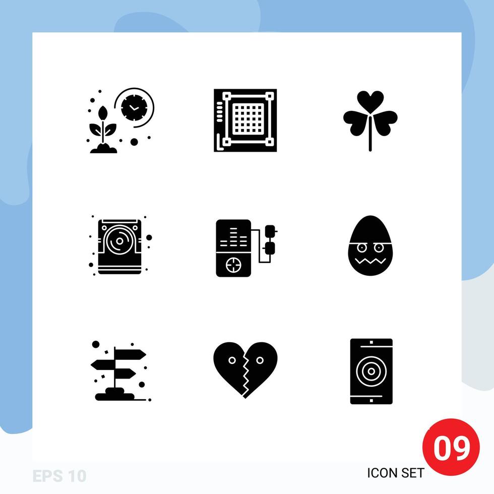 9 Universal Solid Glyphs Set for Web and Mobile Applications disk computer web nature floral Editable Vector Design Elements