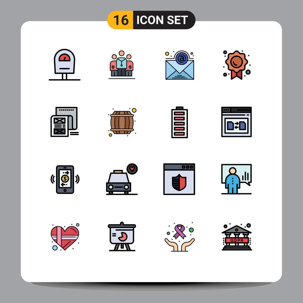 16 iconos creativos signos y símbolos modernos del archivo de mensaje boletín documento confianza elementos de diseño de vectores creativos editables