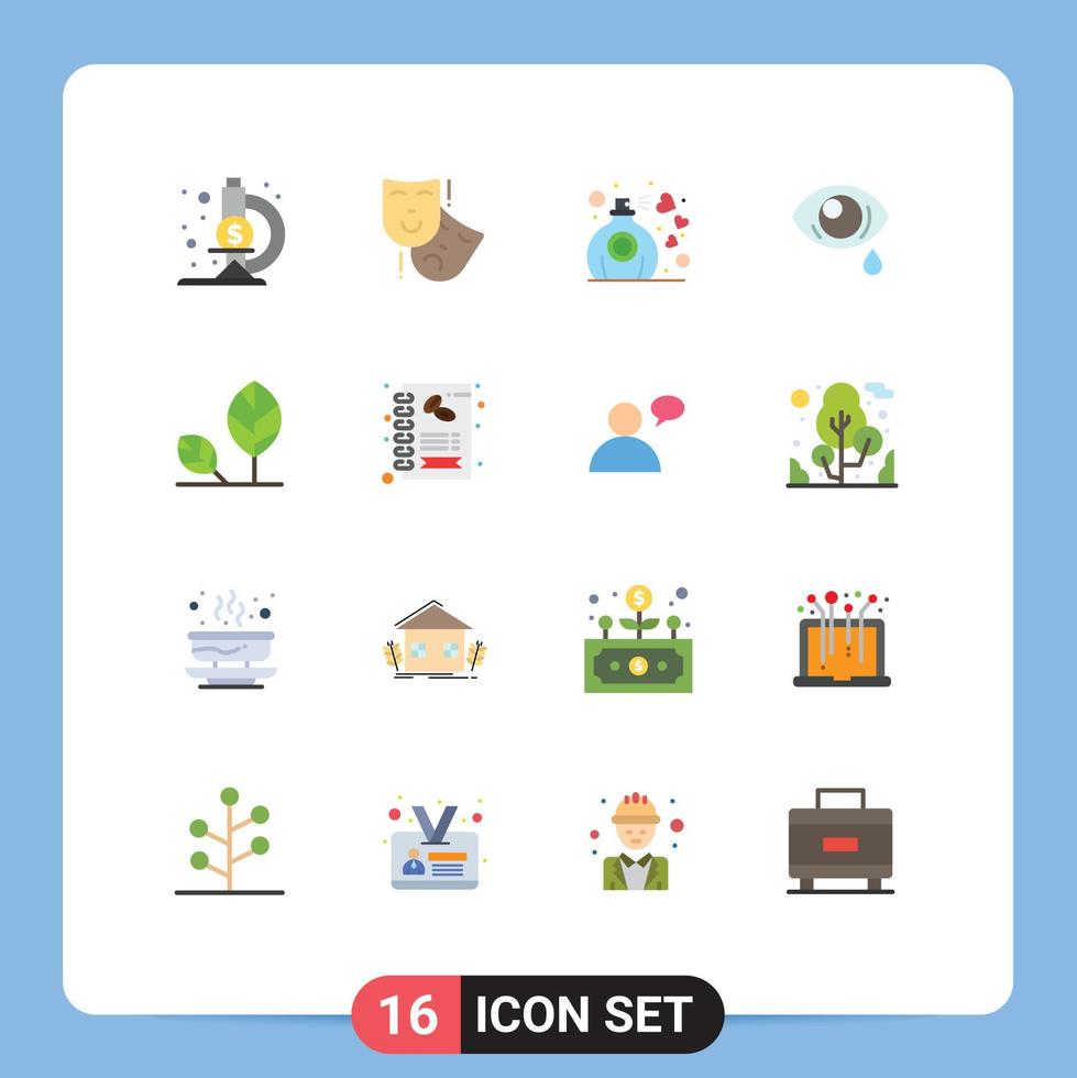 Pictogram Set of 16 Simple Flat Colors of environment earth love sad droop Editable Pack of Creative Vector Design Elements