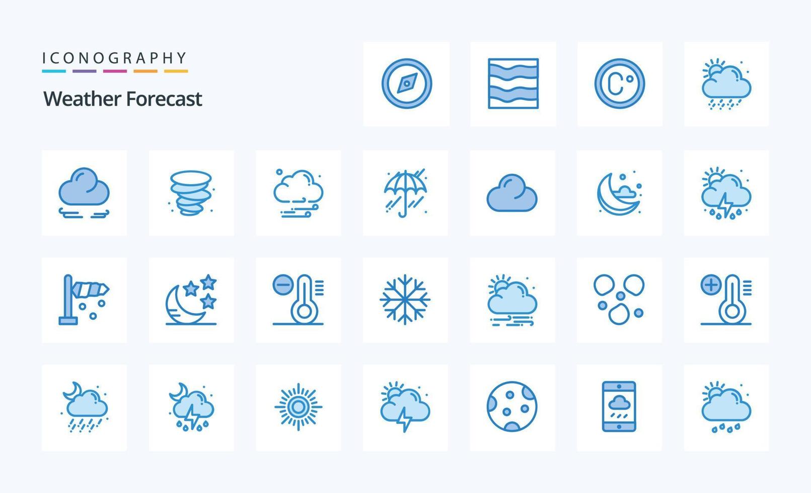 25 Weather Blue icon pack vector