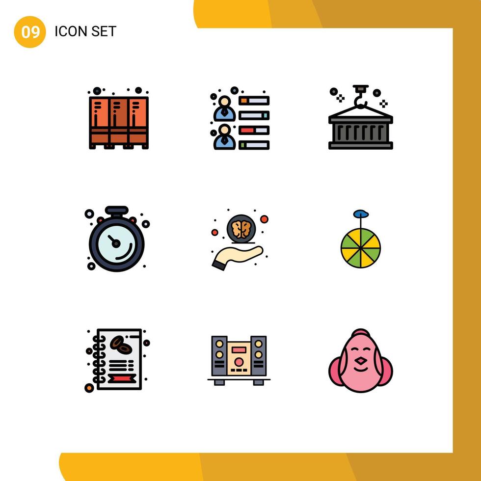 Set of 9 Modern UI Icons Symbols Signs for hand muscle box gym transportation Editable Vector Design Elements