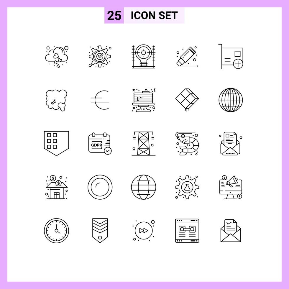 Set of 25 Commercial Lines pack for stationary remover mark remove generation Editable Vector Design Elements