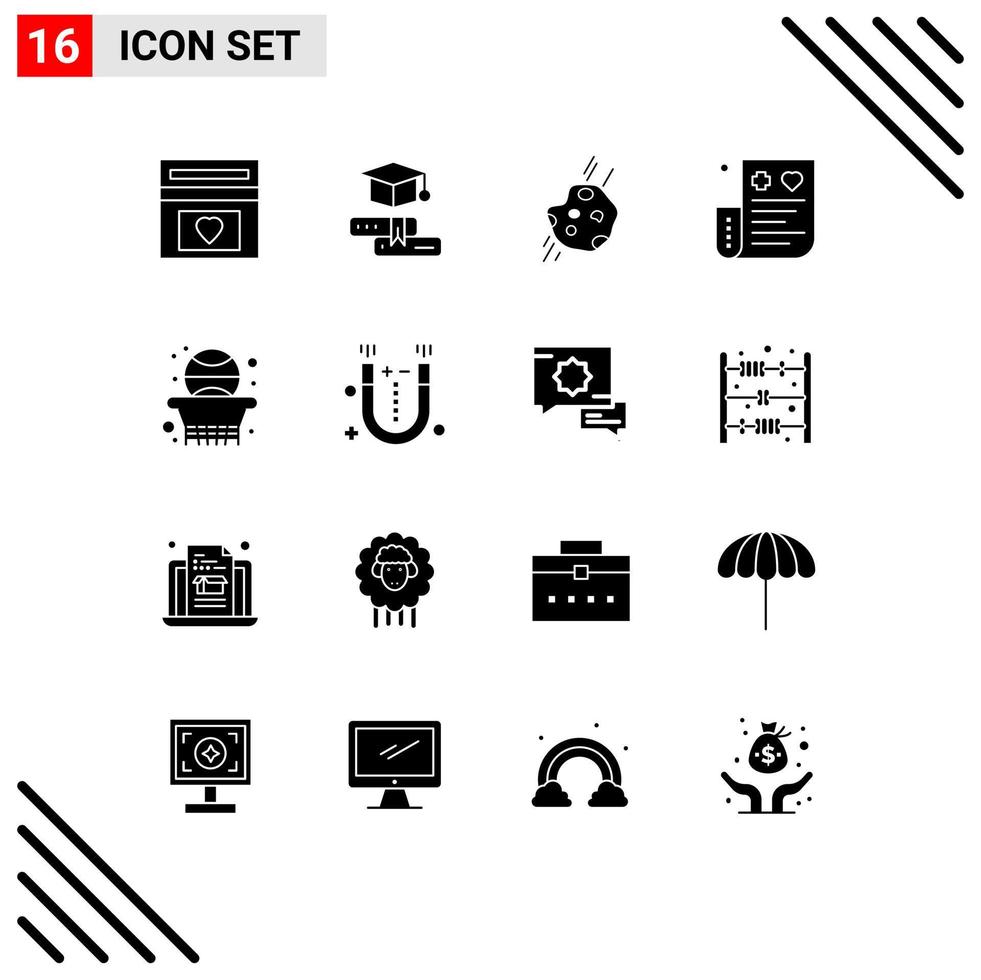 16 Thematic Vector Solid Glyphs and Editable Symbols of expense card graduation bill space Editable Vector Design Elements