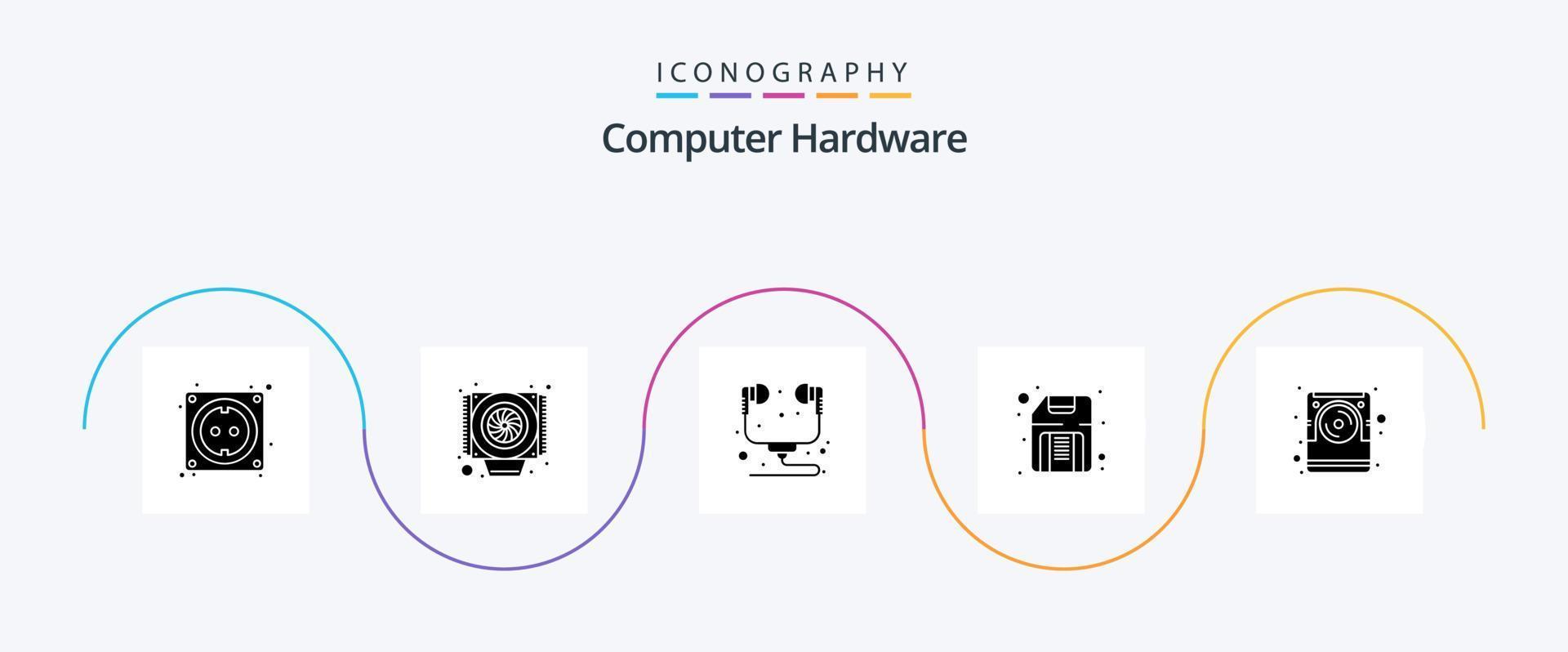 Computer Hardware Glyph 5 Icon Pack Including disk. computer. hardware. hardware. disk vector