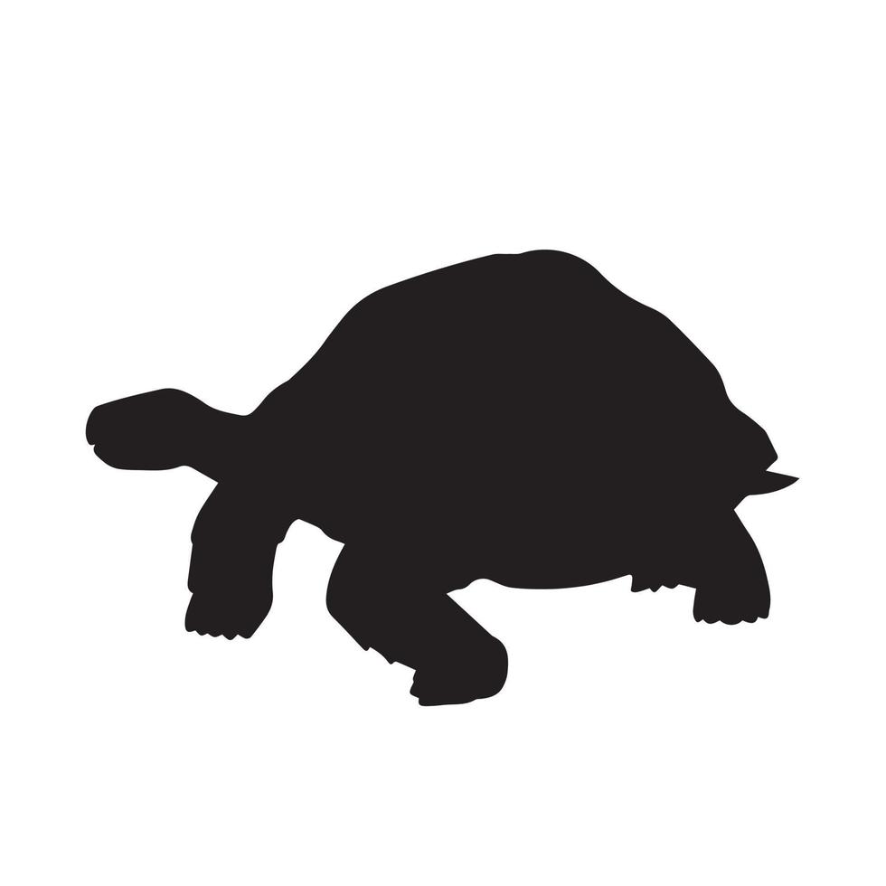 Ilustración de silueta de icono de vector negro de tortuga gigante aislada sobre fondo blanco liso. dibujo de animales salvajes con un estilo de arte plano simple.