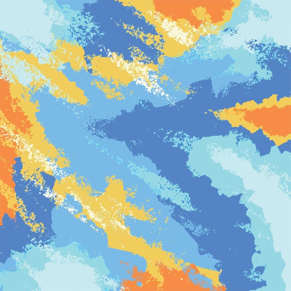 trazo de pincel azul, amarillo y naranja textura grunge fondo cuadrado vectorial con formas abstractas aisladas. papel tapiz plano decorativo simple para publicaciones en medios sociales, afiches, estampados de tela y otros. vector