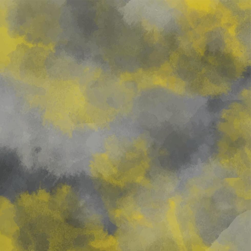 Gray and yellow aquarelle watercolor brush textured vector square background template isolated. Empty copy space for text. Wallpaper for social media post, paper print, textile, poster, and others.