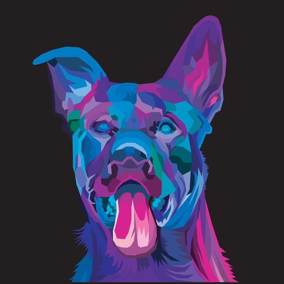 colorful pittbull terrier dog on pop art geometric. Polygonal Animals. vector