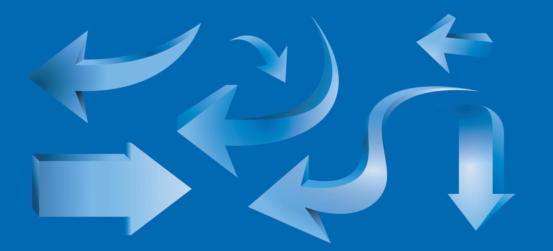 set of arrows on blue background. vector illustration.