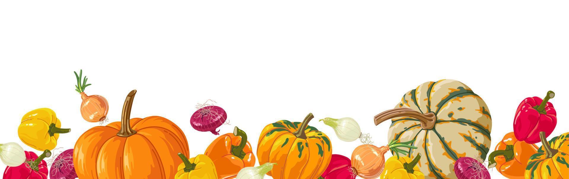 Colorful vegetable banner in realistic style for print and design. Vector illustration.