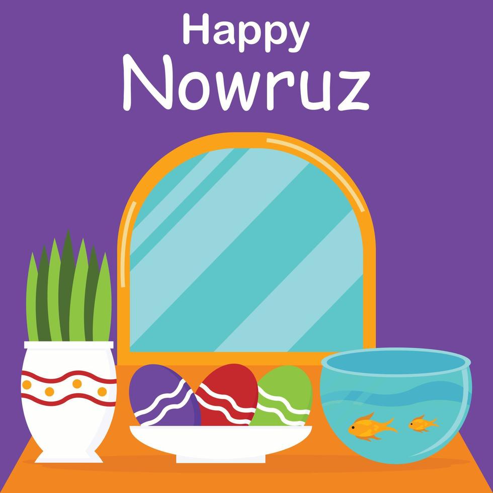 illustration vector graphic of decoration items to commemorate nowruz day, perfect for international day, happy nowruz, celebrate, greeting card, etc.