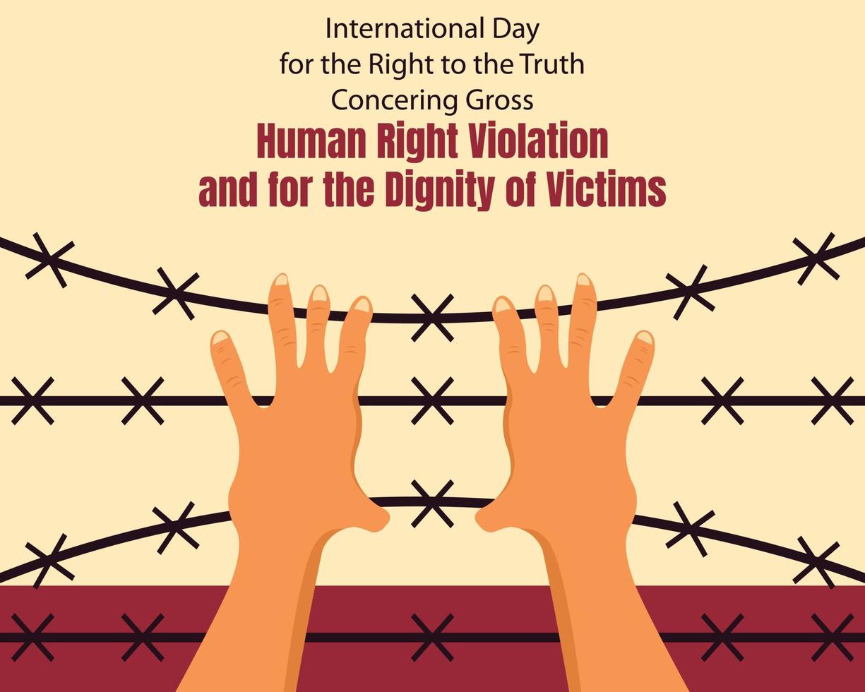illustration vector graphic of hands reach for the barbed wire at the top of the wall, perfect for international day, human right violation, dignity of victims, celebrate, greeting card, etc.
