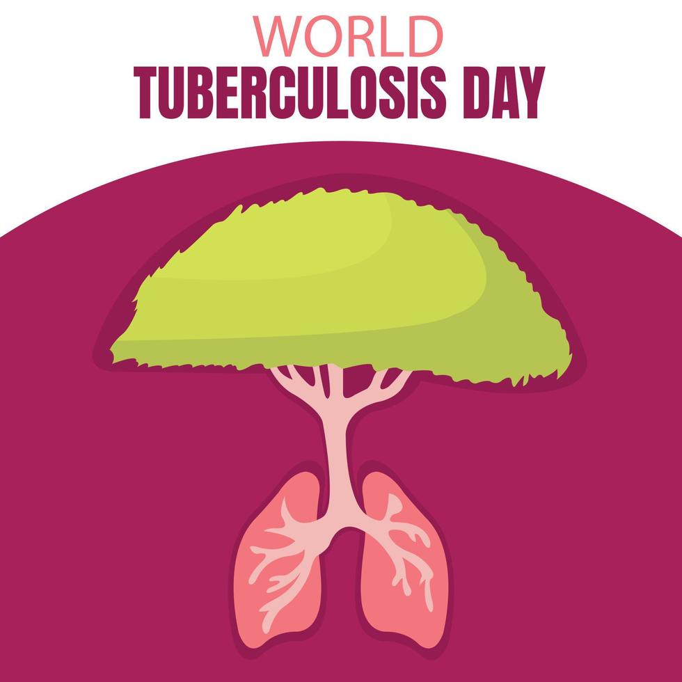 ilustración gráfica vectorial del árbol banyan tiene raíces en los pulmones, perfecto para el día internacional, día mundial de la tuberculosis, celebración, tarjeta de felicitación, etc. vector