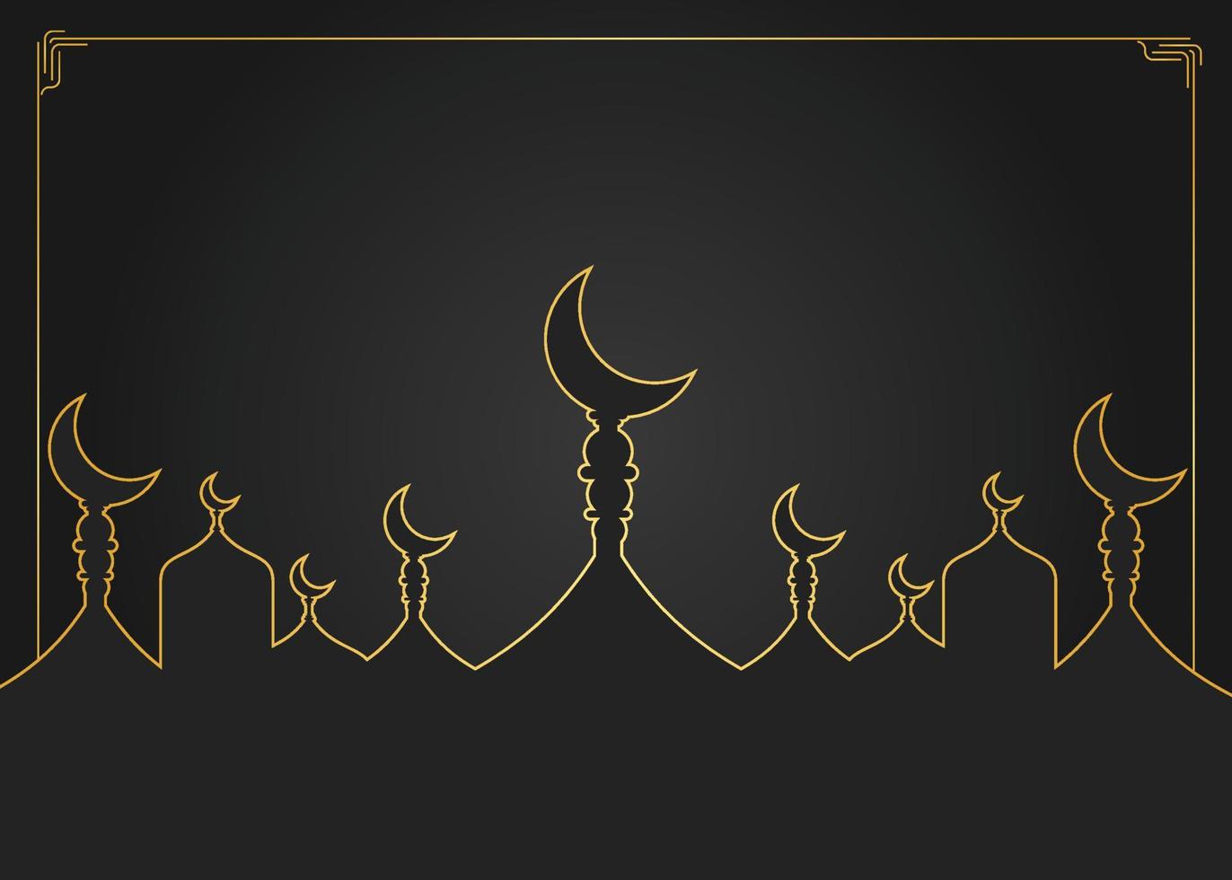 Minimal Mosque Line Art in Black Background Banner vector