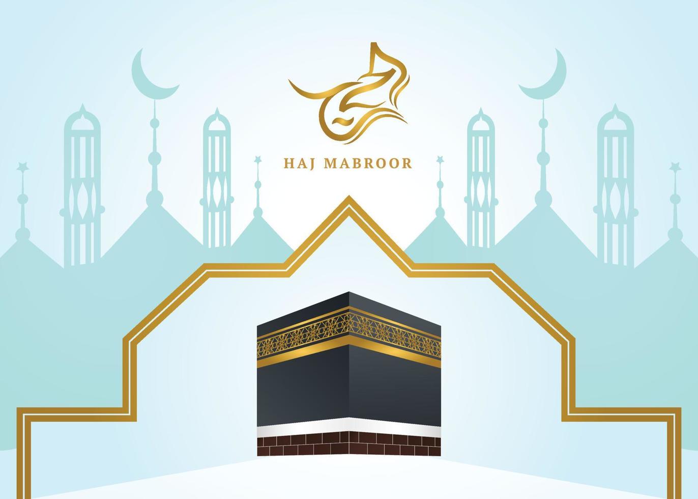 banner mínimo de umrah hajj con kabba y mezquita vector