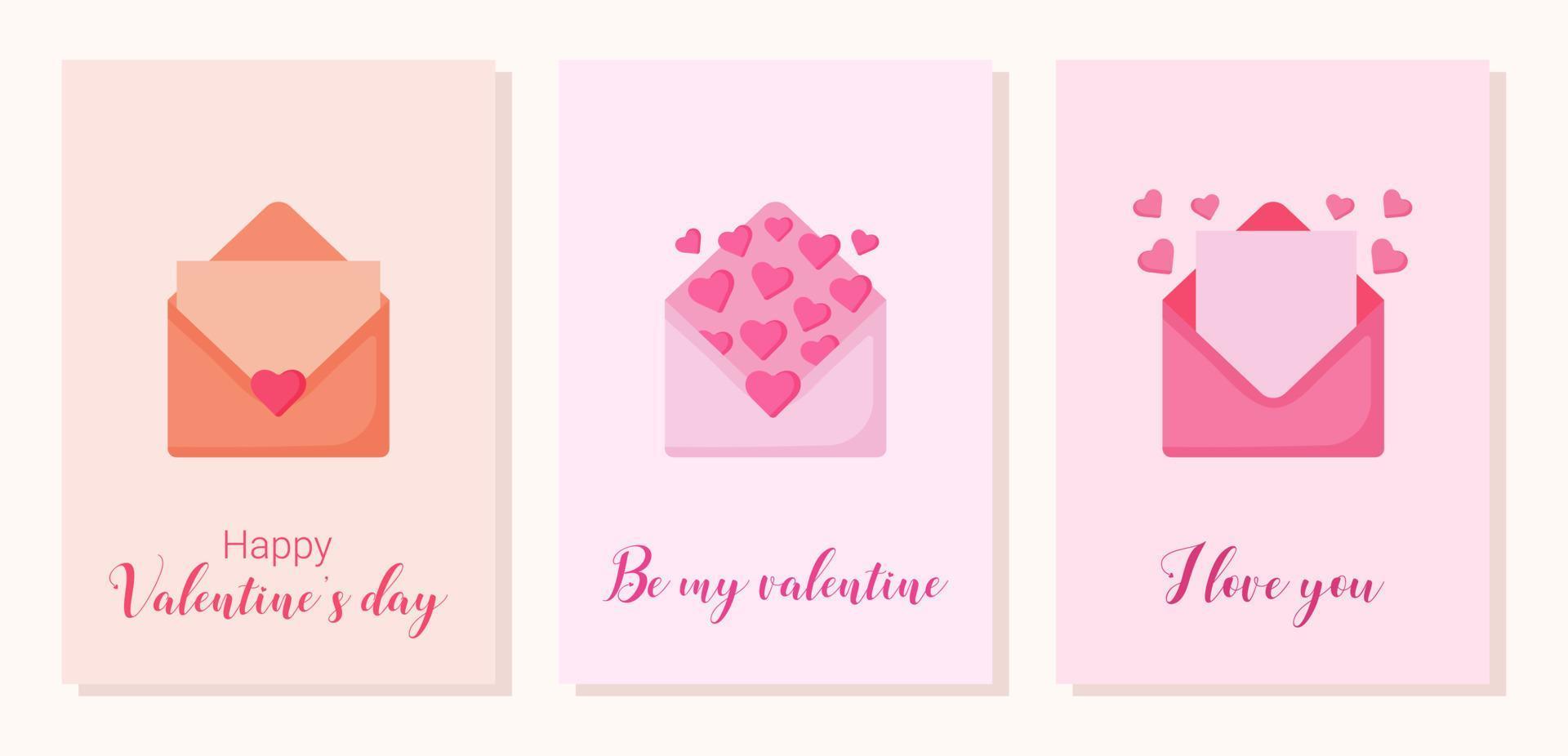 set of cards for valentine's day vector