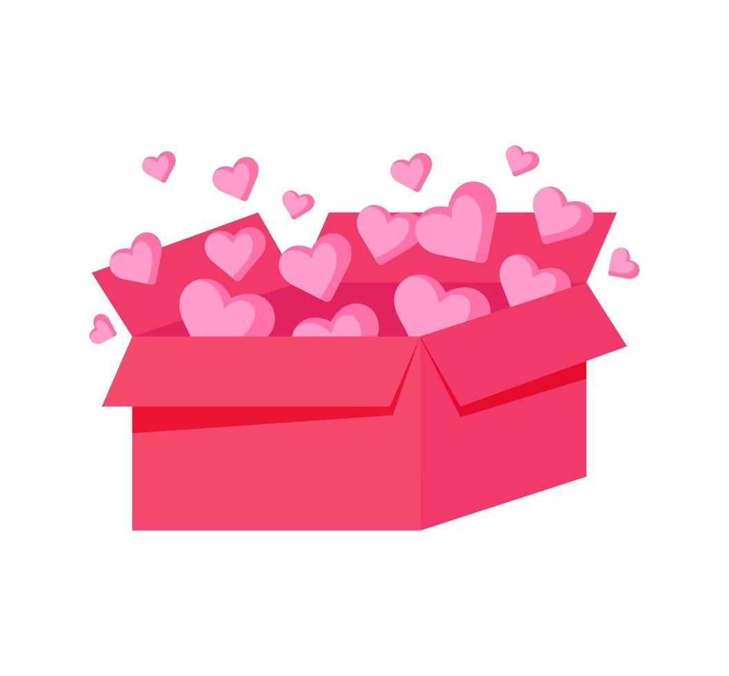 caja con corazones vector