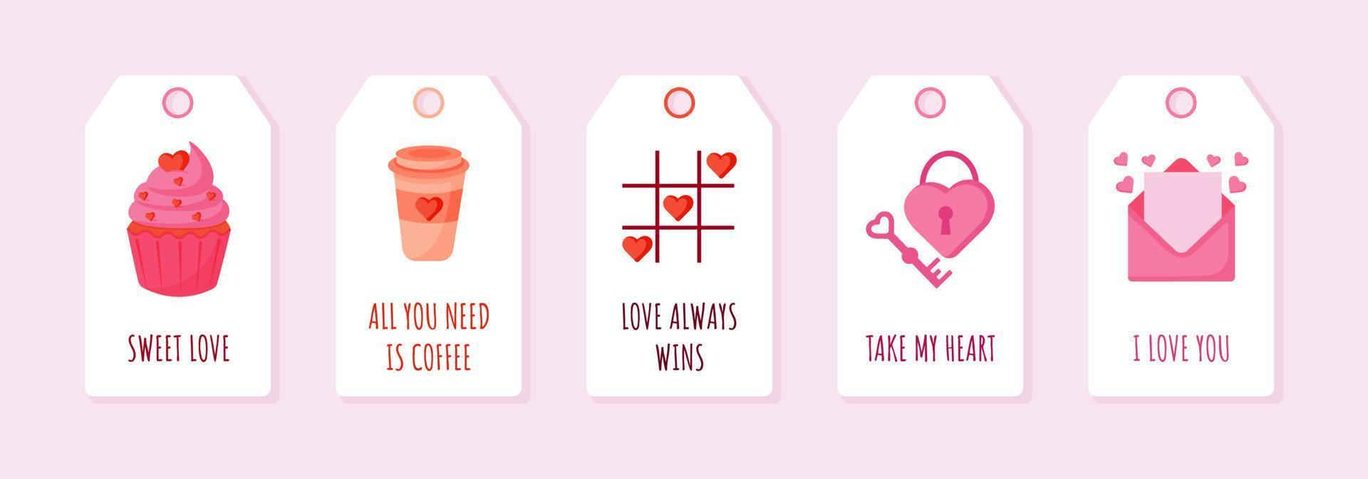 set of valentine's day tags vector