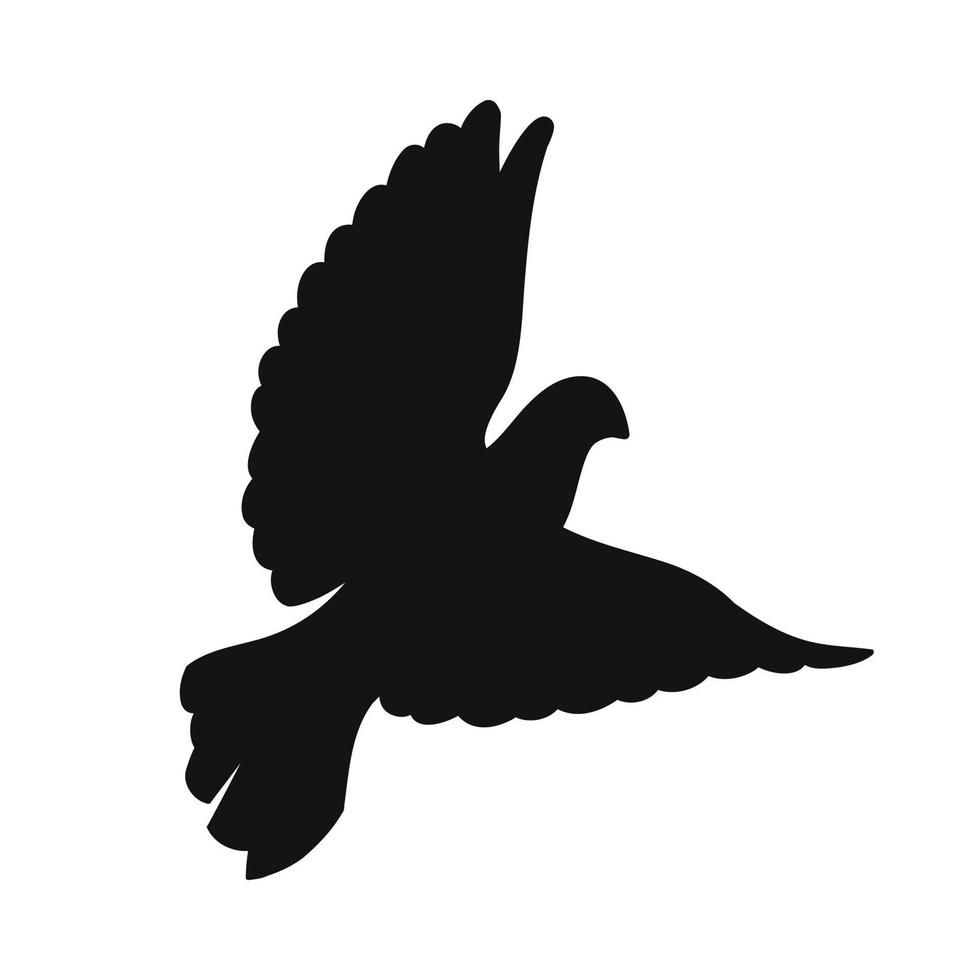 Silhouette of a flying dove - a symbol of peace and love for printing and laser cutting. Vector illustration.