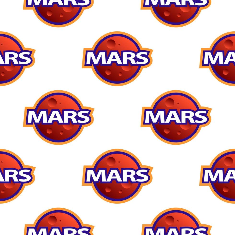 Pattern of the planet and the inscription Mars in cartoon style for printing and design.Vector illustration. vector
