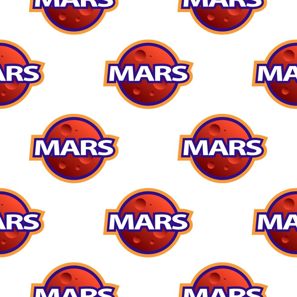 Pattern of the planet and the inscription Mars in cartoon style for printing and design.Vector illustration. vector