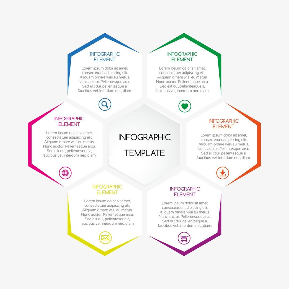 plantilla infográfica vectorial con hexágonos con texto para su proyecto empresarial vector