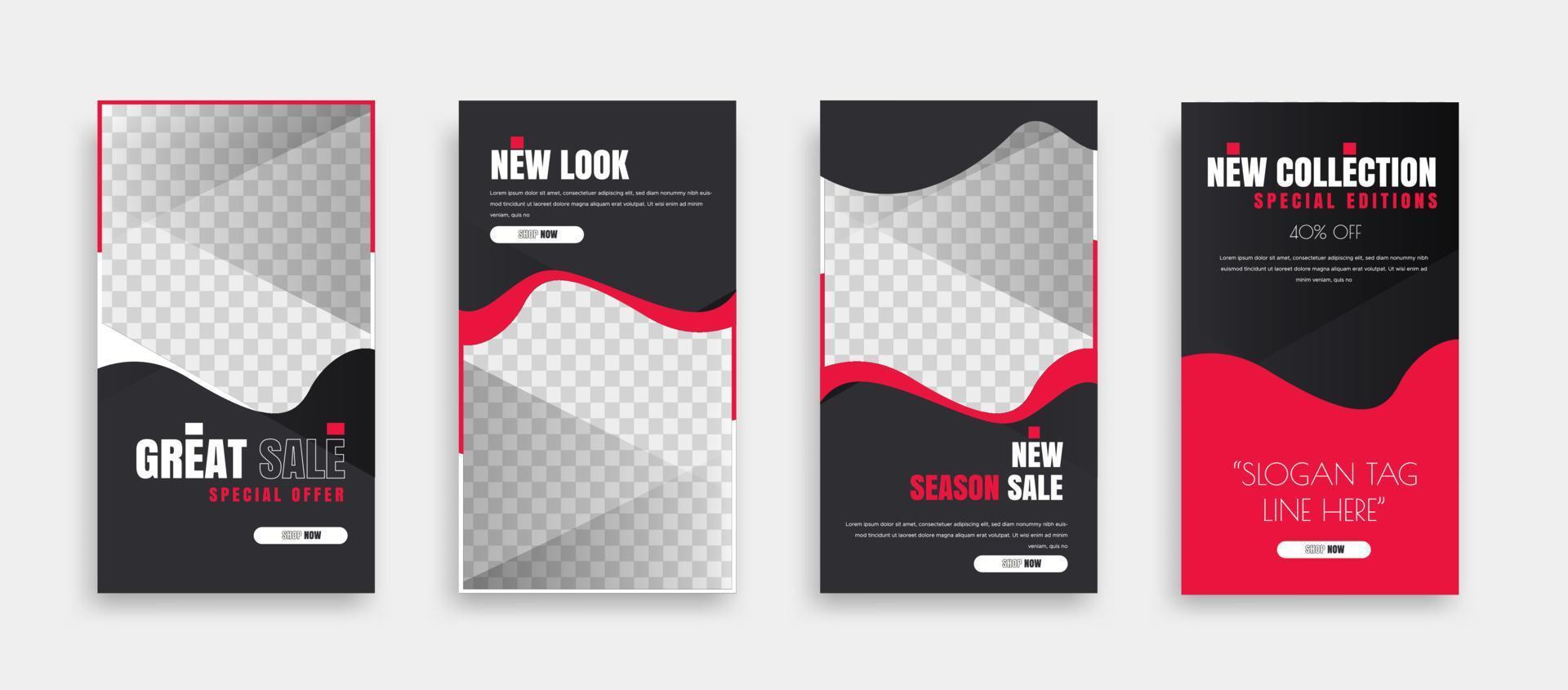 Editable Banner Template Black White and Red