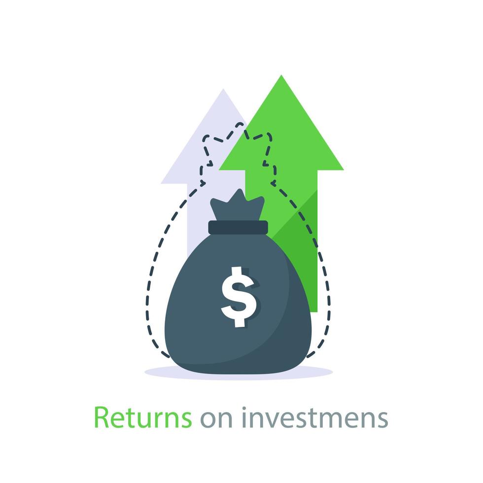 Compound interest, added value, financial investments stock market, future income growth, revenue increase, money return, pension fund plan, budget management vector