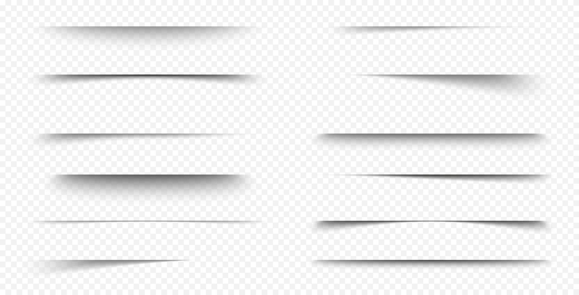 Shadow strips, realistic lines overlay effect set vector