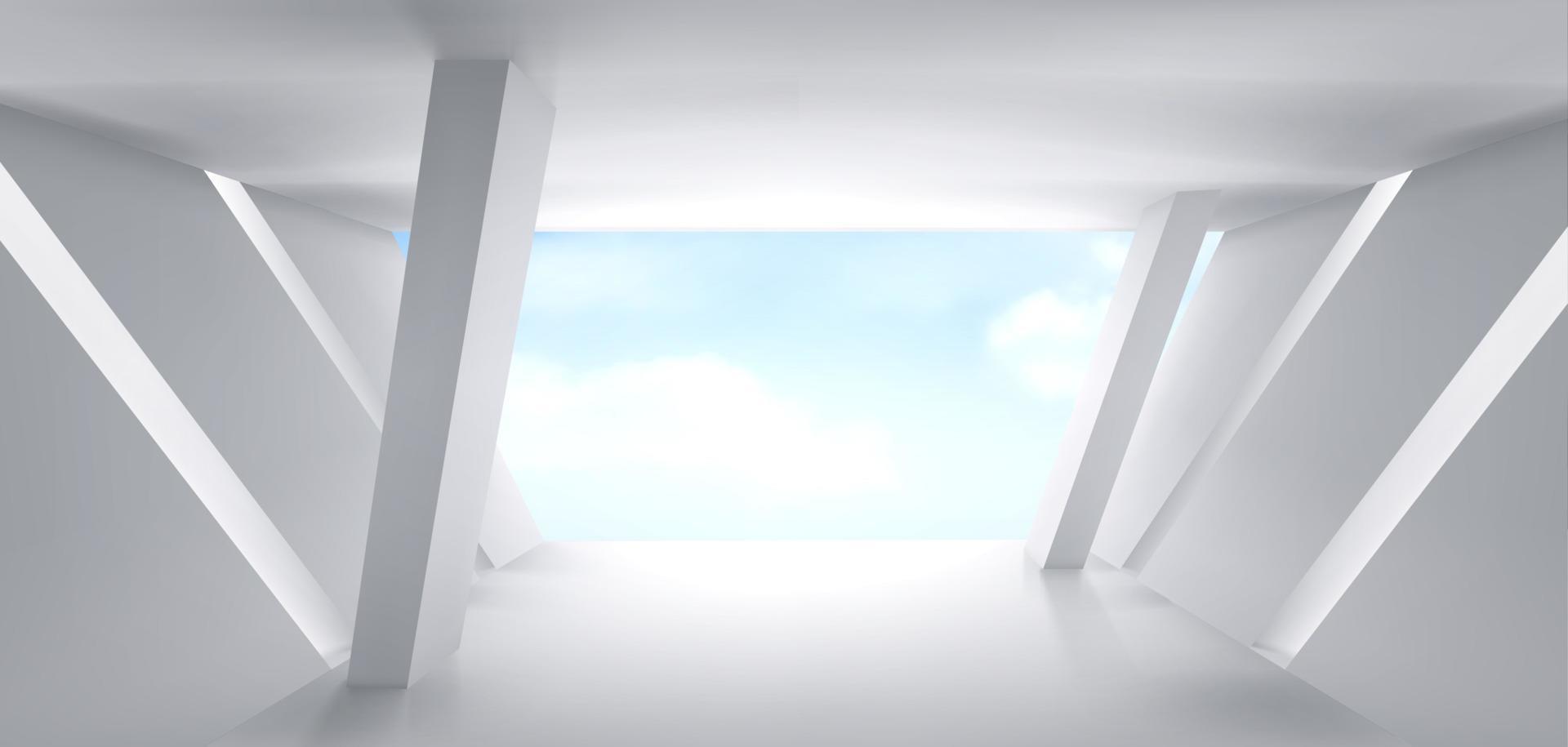 Abstract room, white corridor space, background vector
