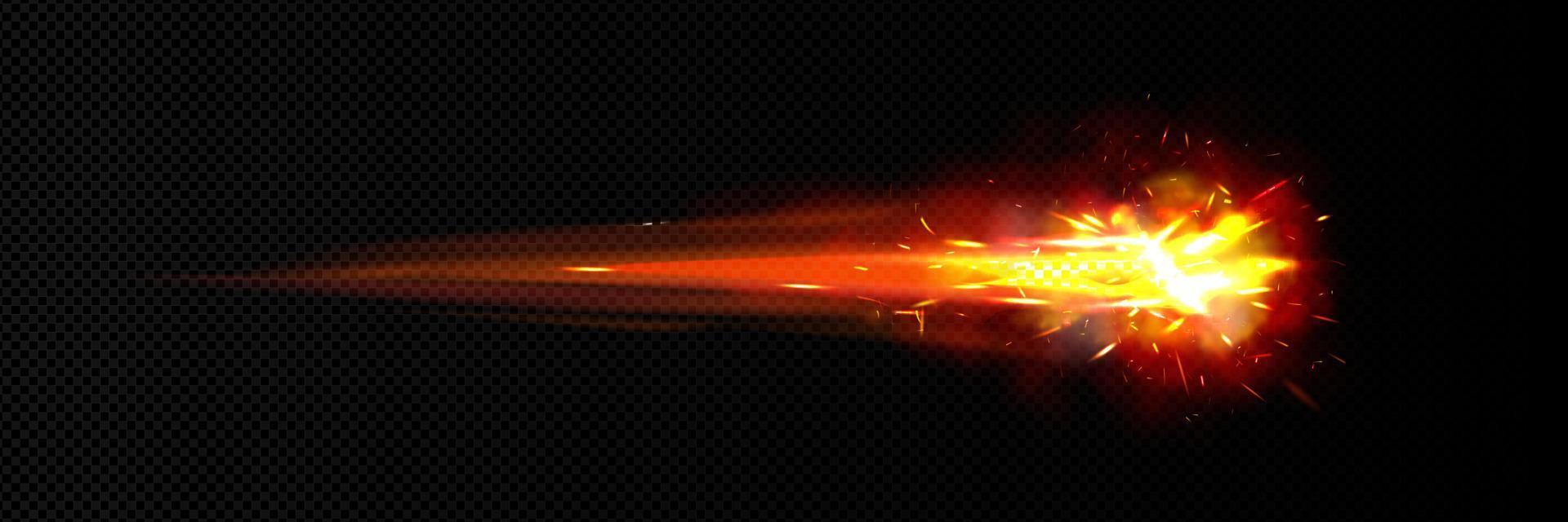 Space meteor, comet or asteroid with fire trail vector