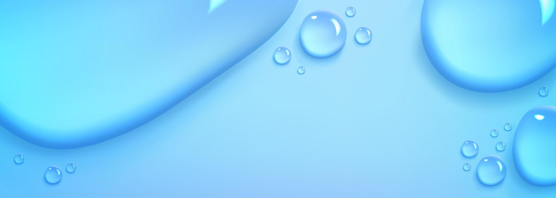 gotas de agua sobre fondo azul vista superior de cerca vector