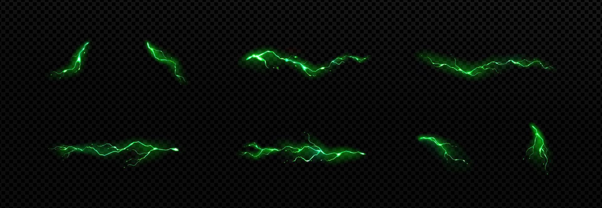 Green lightnings, thunderbolt discharges vector