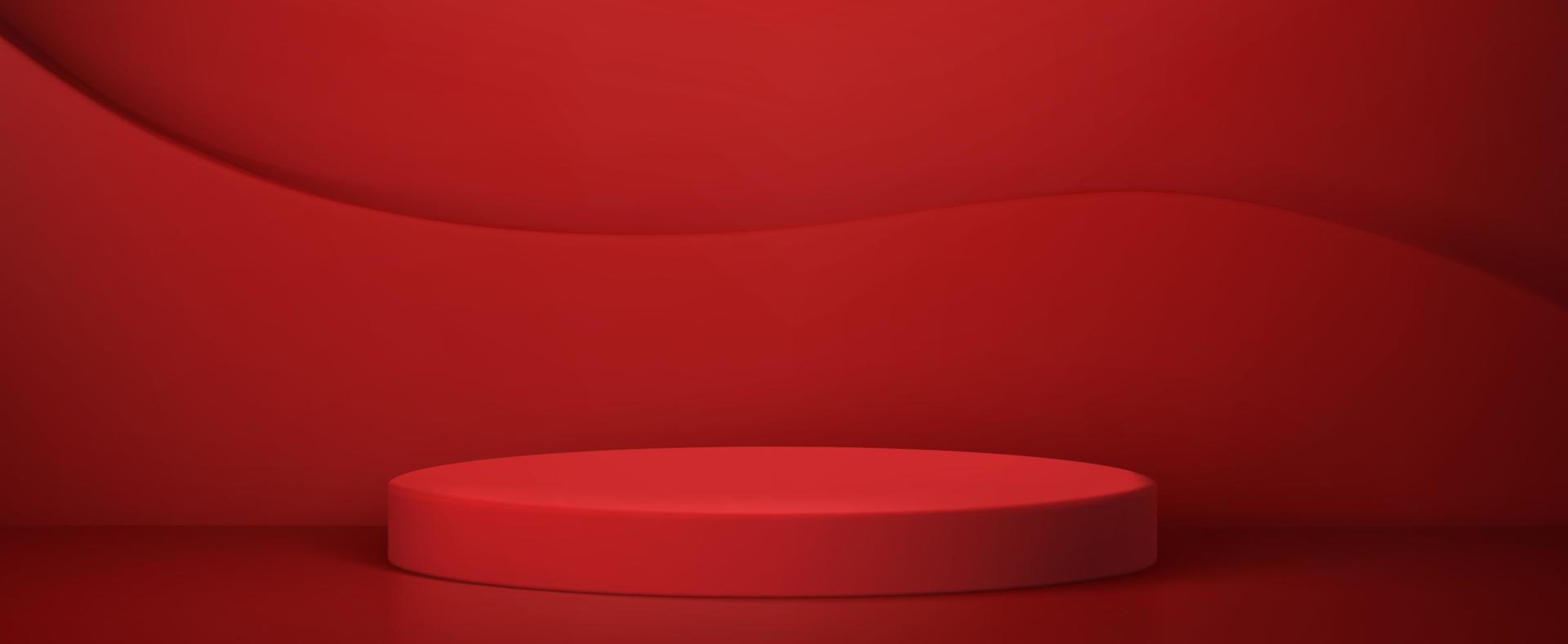 Abstract red room with podium, platform or stage vector