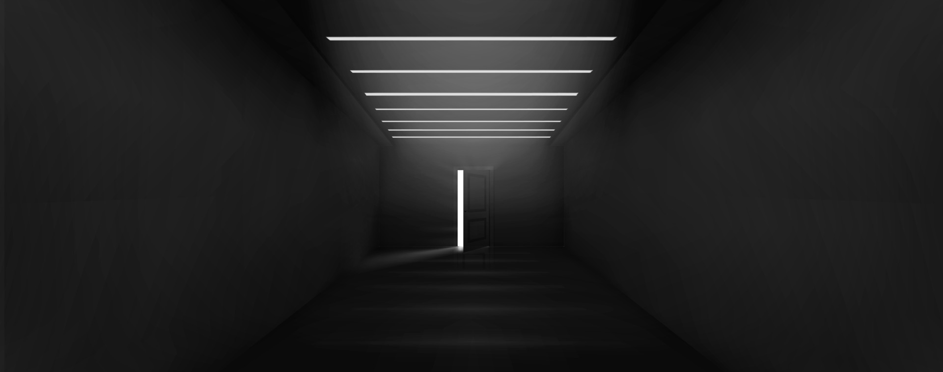 Open door with light glow in the end of corridor 17125566 Vector Art at