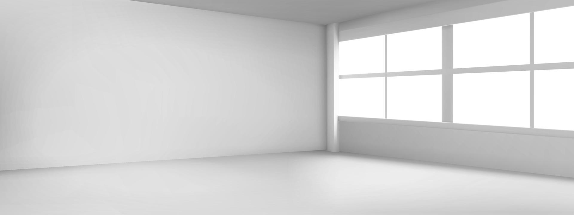 Empty room corner with large windows vector