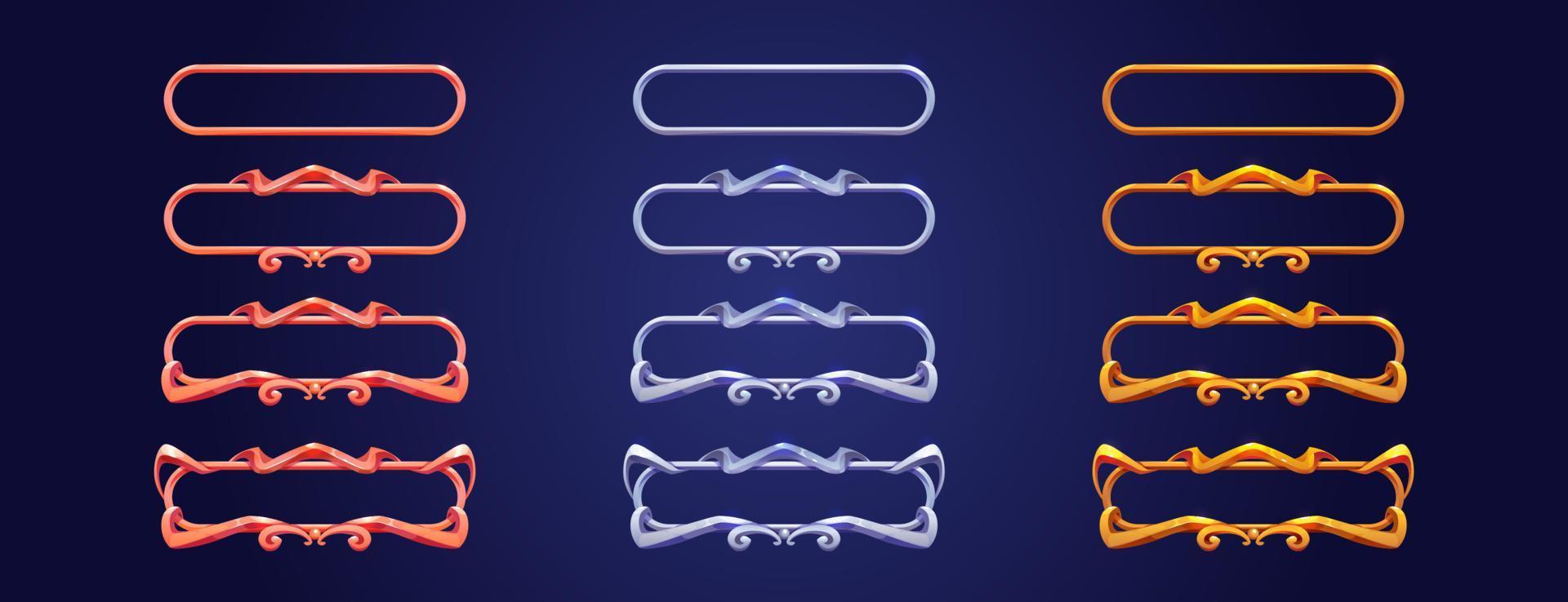Medieval metal frames set on dark background vector