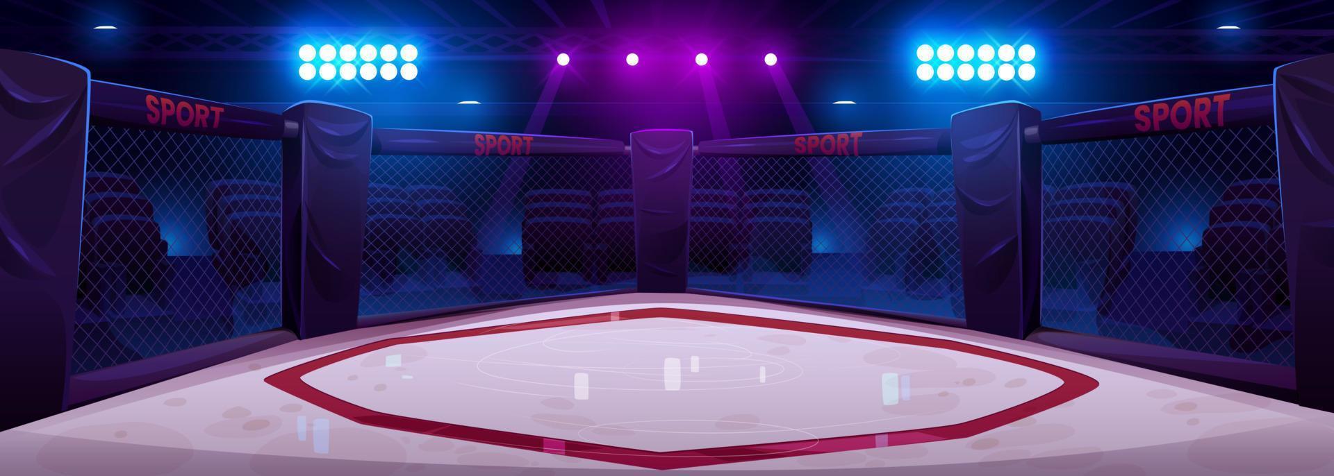 Ring octagon, arena for boxing fight and MMA vector