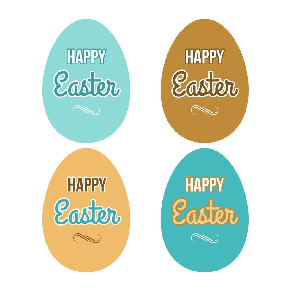 Happy Easter set eggs calligraphic lettering trendy colors vector