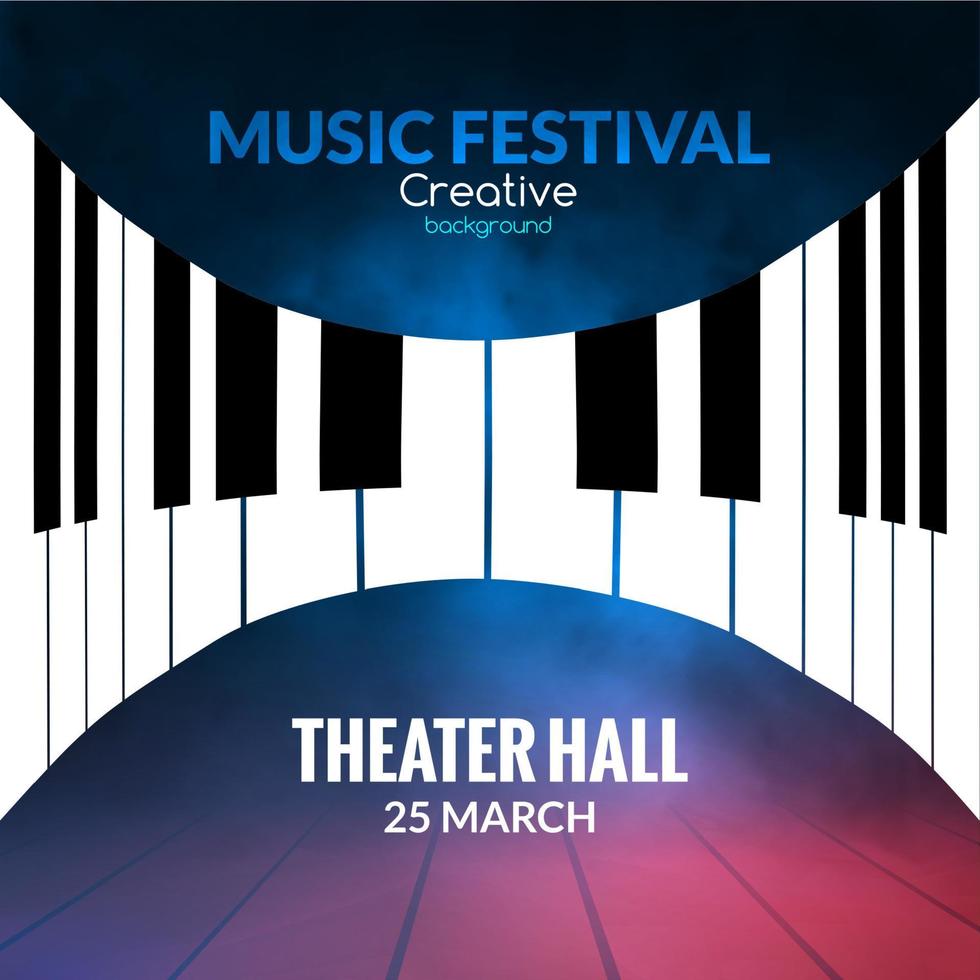 Music festival poster background. Musical jazz concert piano music cafe promotional poster vector